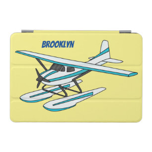 White blue seaplane illustration iPad mini cover