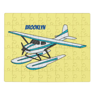 White blue seaplane illustration jigsaw puzzle