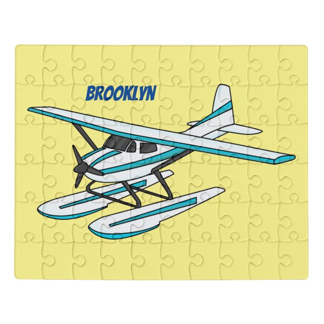 White blue seaplane illustration jigsaw puzzle (Puzzle Horizontal)
