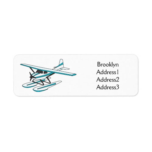 White blue seaplane illustration  label
