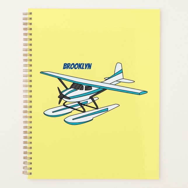 White blue seaplane illustration planner (Front)