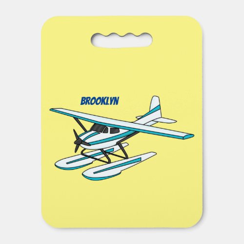 White blue seaplane illustration seat cushion