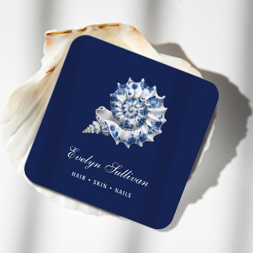 White blue seashell logo business card