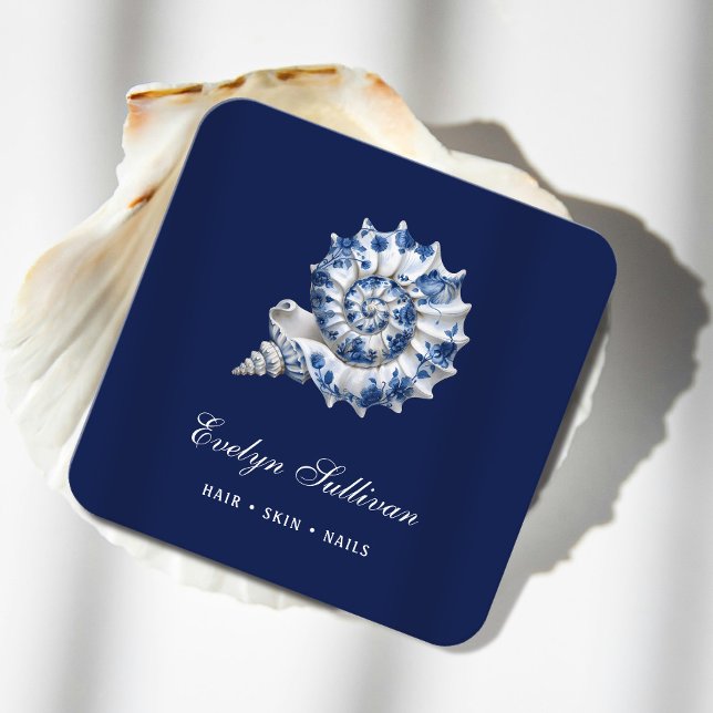 White blue seashell logo business card (Creator Uploaded)