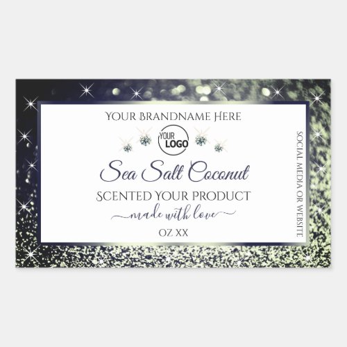 White Blue Silver Glitter Product Labels Add Logo