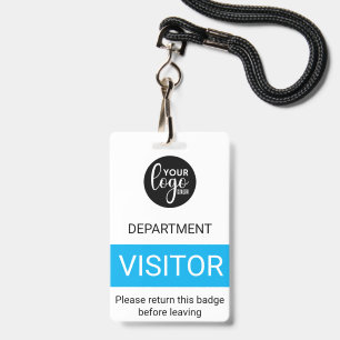 White Blue Simple Logo Visitor Color Code Access Badge