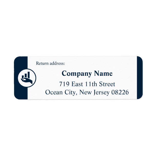 White & Blue Small Company Custom Text & Logo Label (Front)