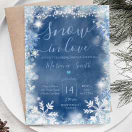 White Blue Snow in Love Snowflake Bridal Shower Invitation