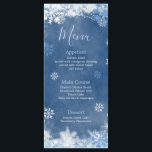 White Blue Snow in Love Snowflake Bridal Shower Menu<br><div class="desc">White Blue Snow in Love Snowflake Bridal Shower Menu Card</div>