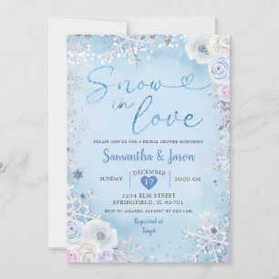 White Blue Snow in Love Winter Bridal Shower Invitation
