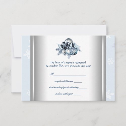 White Blue Snowflake Blue Winter Wedding RSVP
