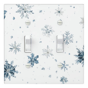 White Blue Snowflakes Christmas Light Switch Cover