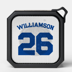 White Blue Sports Jersey Number Name Team Bluetooth Speaker
