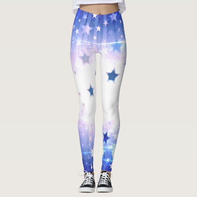 White Blue star leggings (Front)