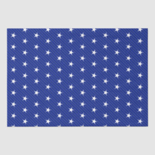 White Blue Stars and Grey Stripes Modern Pattern Tissue Paper