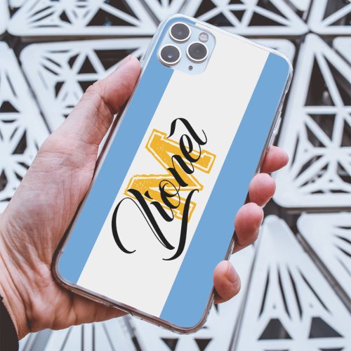 white  blue Stripe Colorful Custom name monogram iPhone 11 Case