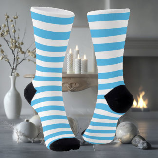White & Blue Striped Socks