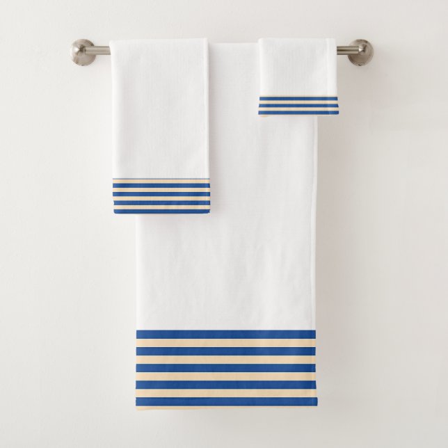 White + Blue Stripes Bath Towel Set (Insitu)