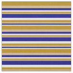 [ Thumbnail: White, Blue, Tan & Dark Goldenrod Lines Fabric ]