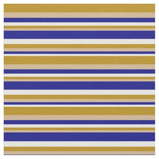 White, Blue, Tan & Dark Goldenrod Lines Fabric