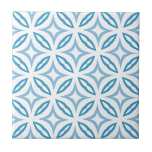 White Blue Teal Circle Pattern Ceramic Tile