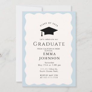 White Blue Vintage Elegant Graduation Party Invitation