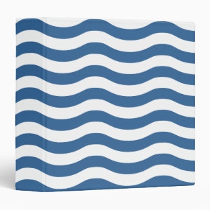 White Blue Wave Navy pattern Customize background 3 Ring Binder
