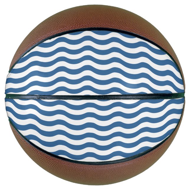 White Blue Wave Navy pattern Customize background Basketball (Front)