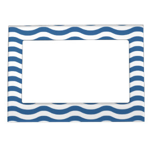 White Blue Wave Navy pattern Customize background Magnetic Frame
