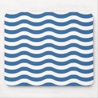 White Blue Wave Navy pattern Customize background Mouse Pad