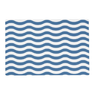 White Blue Wave Navy pattern Customize background Placemat