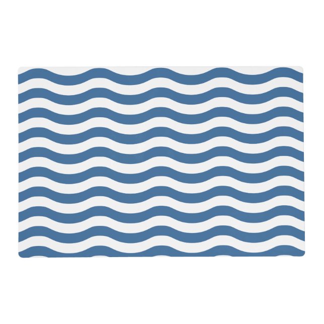 White Blue Wave Navy pattern Customize background Placemat (Front)