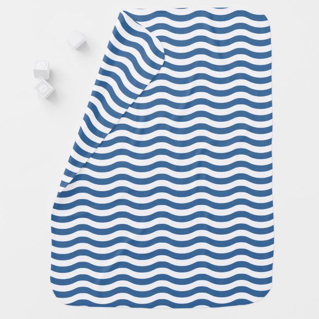 White Blue Wave Navy pattern Customize background Stroller Blanket (In Situ)