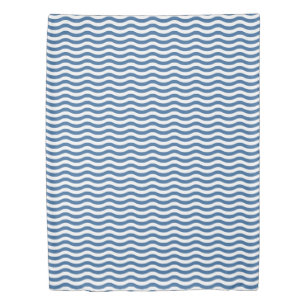 White Blue Wave Pattern - Customizable background Duvet Cover