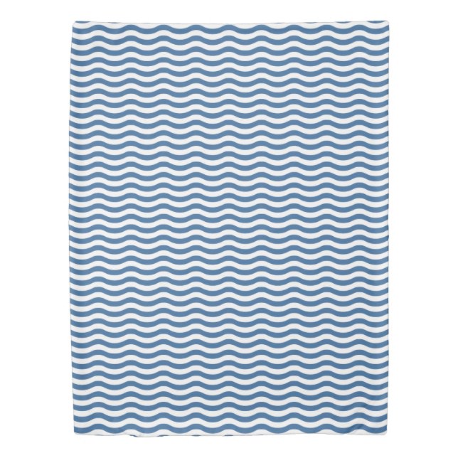White Blue Wave Pattern - Customizable background Duvet Cover (Front)