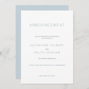 White & Blue Wedding Cancellation Announcement
