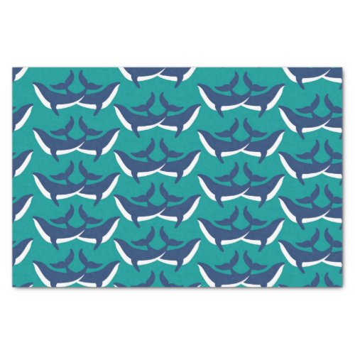 White Blue Whales Sea Animal Green Ocean Marine Tissue Paper