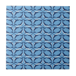 White Blue Whales Yin Yang Sea Animal Ocean Marine Ceramic Tile