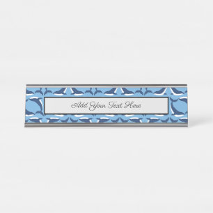 White Blue Whales Yin Yang Sea Animal Ocean Marine Desk Name Plate