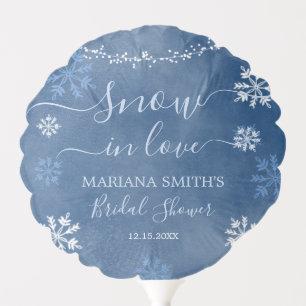 White Blue Winter Snowflake Bridal Shower Balloon