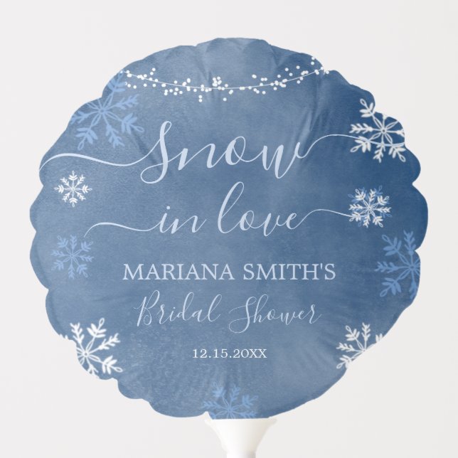 White Blue Winter Snowflake Bridal Shower Balloon (Front)