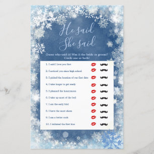 White Blue Winter Snowflake He Said She Said