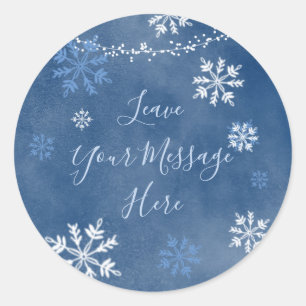 White Blue Winter Snowflake Love Your Message Here Classic Round Sticker