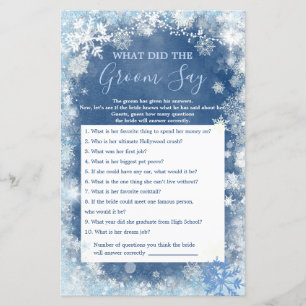 White Blue Winter Snowflake What Groom Say Game