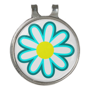 White Blue Yellow Daisy Flower Golf Hat Clip