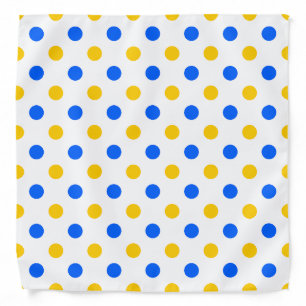White Blue Yellow Polka Dots Design  Bandana