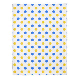 White Blue Yellow Polka Dots Design Duvet Cover