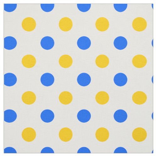 White Blue Yellow Polka Dots Design  Fabric