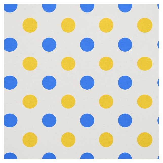 White Blue Yellow Polka Dots Design  Fabric (Swatch)