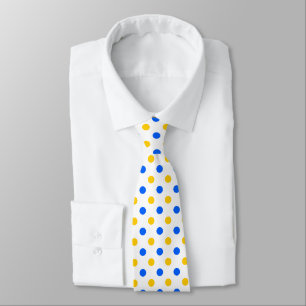 White Blue Yellow Polka Dots Design Neck Tie